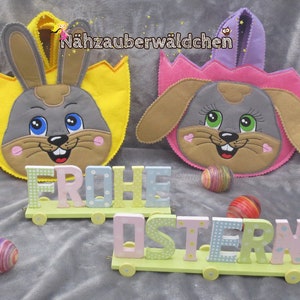2 x Ostertasche Hase Stickdatei Tasche Ostern Sammelbeutel ITH  20x30 in the hoop Easter bunny bag digital embroidery design