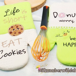 2x embroidery file oven mitt oven mitt baking mitt pot holder ITH 24 x 36 cm in the hoop oven mitts gloves digital embroidery design 9x14