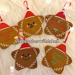 Ensemble de fichiers de broderie : 10 étoiles avec sac, pendentif de Noël, broderie numérique 10x10 cm (4x4 pouces), motif de Noël