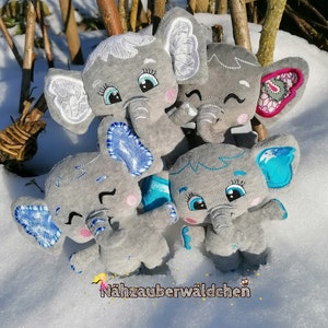 Set di file da ricamo 10x 1 ELEFANTE ITH 13 x 18 nel telaio 5x7" disegno di ricamo digitale softie stuffie