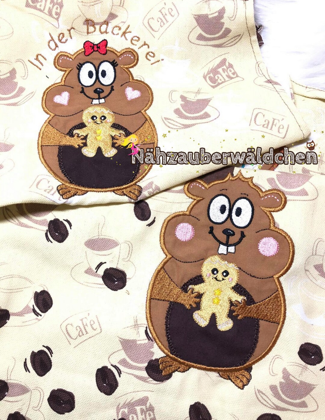 SET Embroidery File 2x HAMSTER Appli 13 X 18 Cm Gingerbread Appliqué