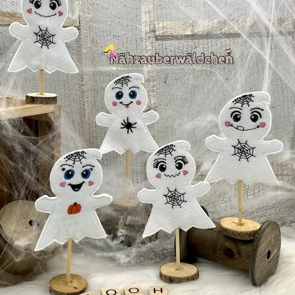 8 x embroidery file ghost plant plug rod animal flower plug packaging gift Halloween ghost ITH 10x10