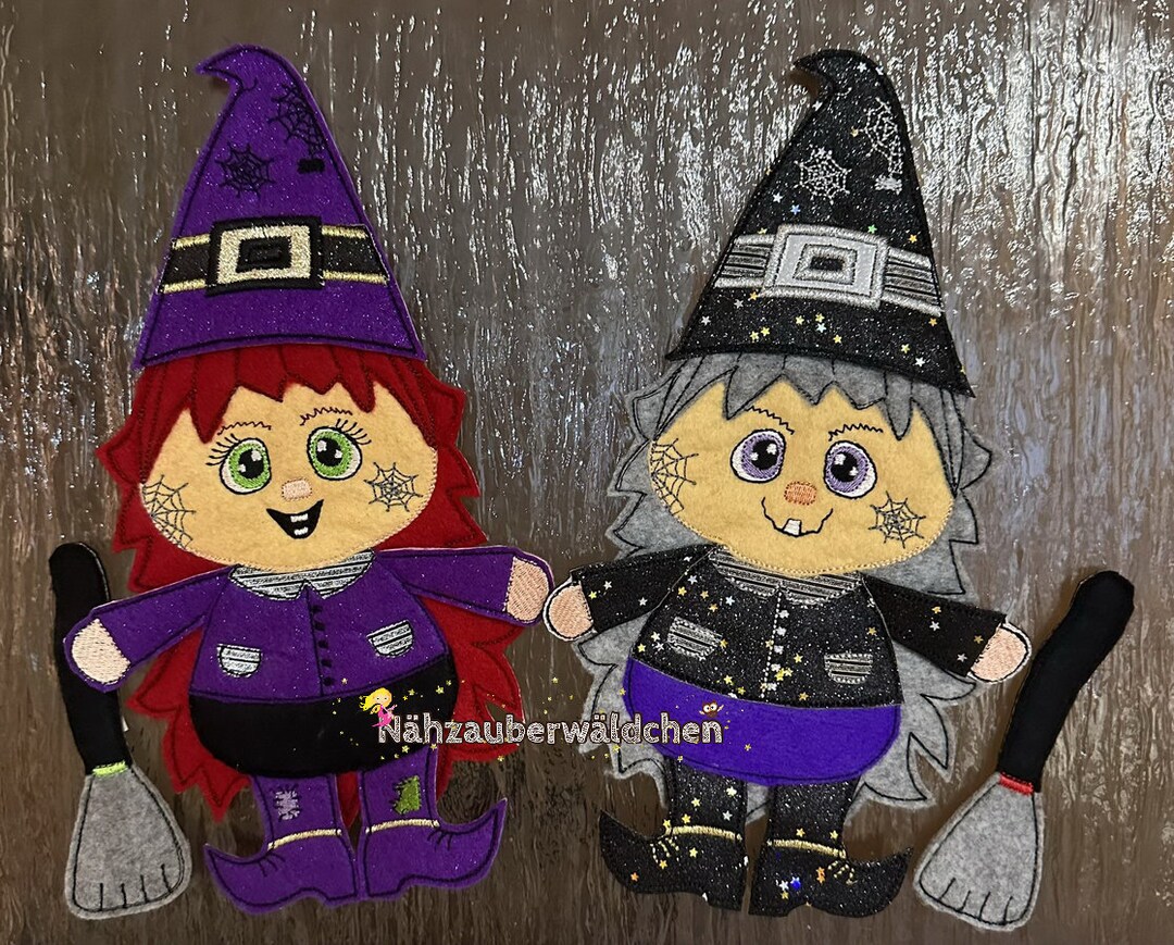2x HEXE Embroidery File 1x Hat 1x Broom 13x18 ITH in the Hoop Witch ...