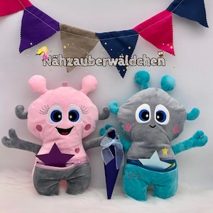 2x embroidery file ALIEN extraterrestrial secret buddy grief eater ITH 16x26 school child in the hoop 6x10&quot; stuffie softie digital embroidery