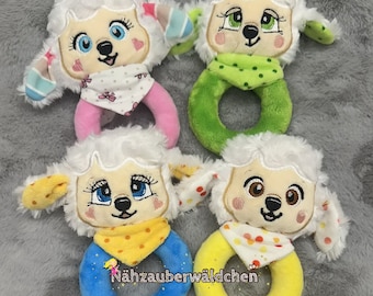 4x embroidery file gripping toy rattle sheep lamb ITH 10 x 10 in the hoop 4x4 comforter digital embroidery design