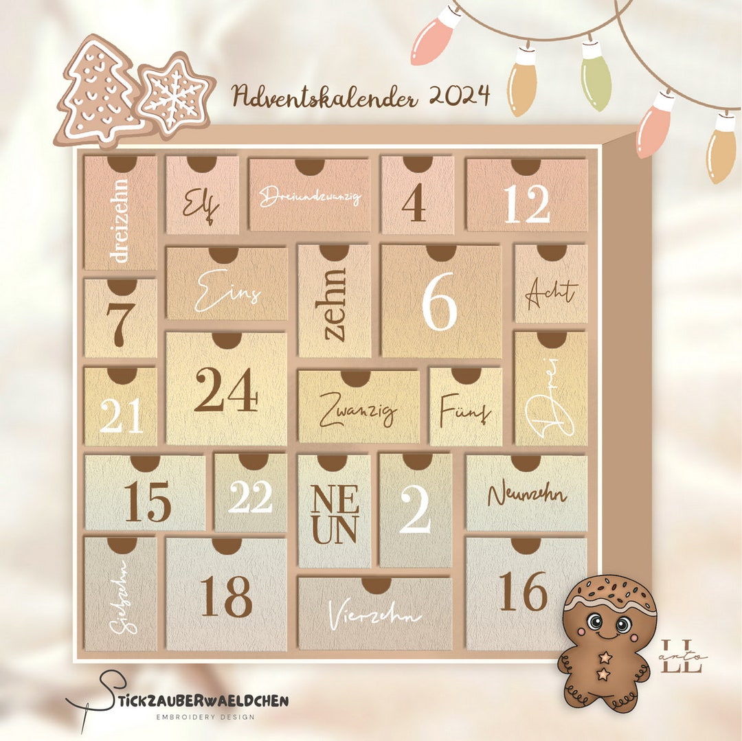 PREORDER Advent Calendar 2024 Embroidery Files 10x10 13x18 16x26 20x28