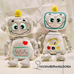 2x file da ricamo robot ITH 13x18 peluche bambino in età scolare nel telaio stuffie softie ricamo digitale
