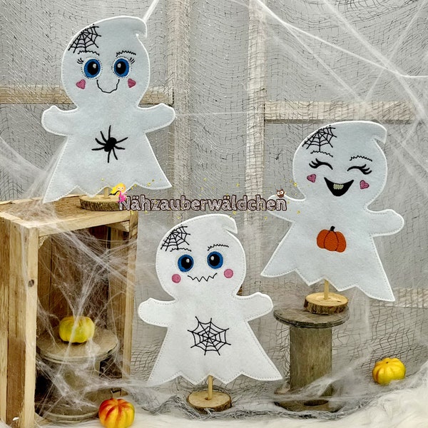 5 x embroidery file ghost plant plug rod animal flower plug packaging gift Halloween ghost ITH 13x18