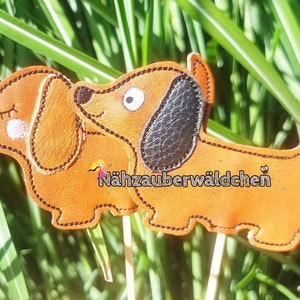 2x embroidery file Dachshund dog plant plug stick animal key fob dachshund dog tag ITH 10 x 10 cm 4x4&quot; in the hoop