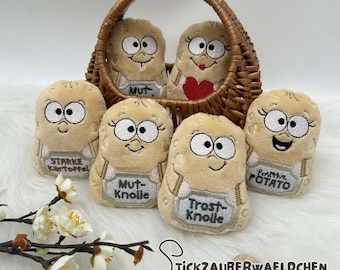 10x Embroidery file Potato Lucky Potato Starch Comfort Luck ITH 10 x 10 in the hoop 4x4" potato stuffie digital embroidery design Cuddly toy