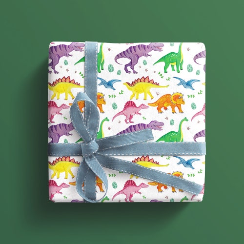 Dinosaur Wrapping Paper / Kids Wrapping Paper Hand Made Gift Etsy