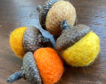 4 needle felted acorns