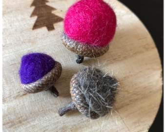 Needle felted acorns
