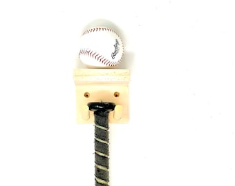 Baseball Bat Rack Holder Display Holds 1 Full Size Bat And Ball Wood