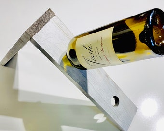 Tabletop 4 Bottle Wine Rack Display Distressed White Reclaimed Wood
