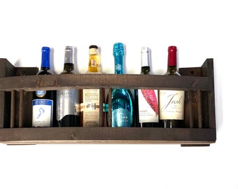 Distressed Wood Wall Mount Bar Shelf Decor Handmade Curved