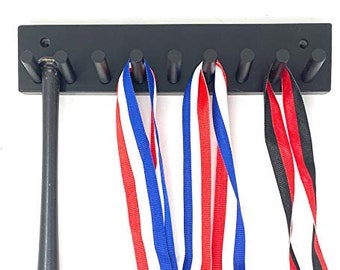 Baseball Bat Rack Natural Finish Meant to Hold Up To 8 Mini Size Collectible Bats Metals Awards Trophies