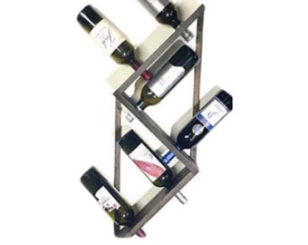 Distressed Wood 6 Bottle Wine Rack Wall Mount Decor