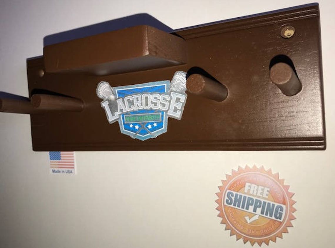 Lacrosse Stick Display Holder Decal Wood Brown 2 Sticks 1 Ball Etsy