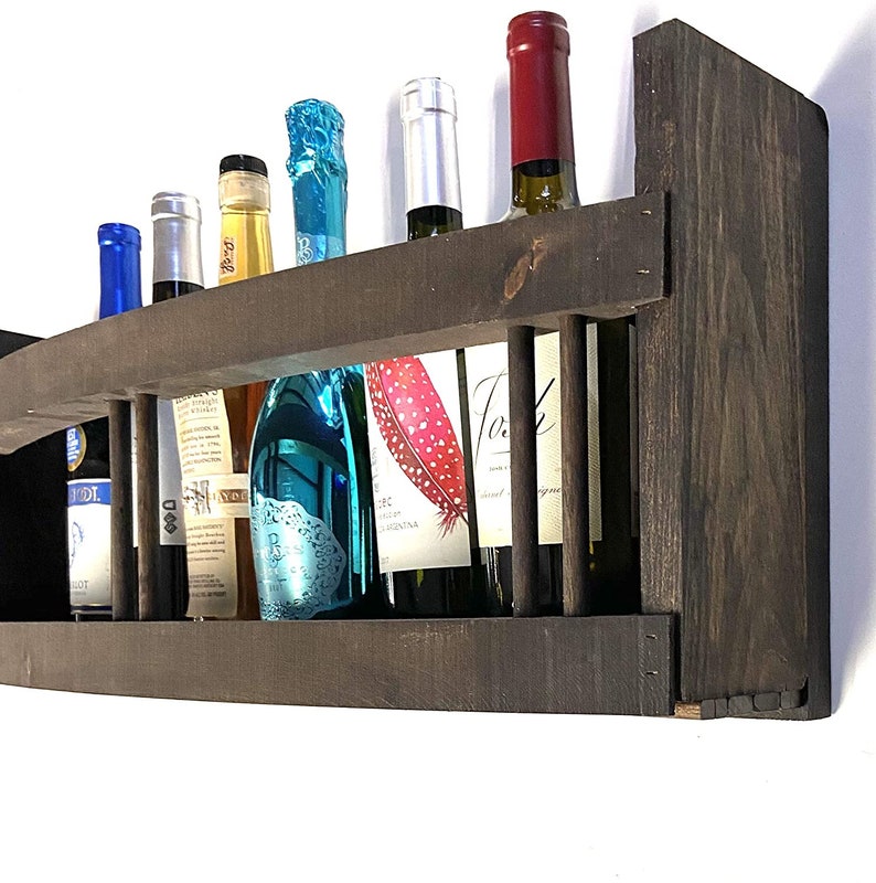 Distressed Wood Wall Mount Bar Shelf Decor Handmade Curved Etsy