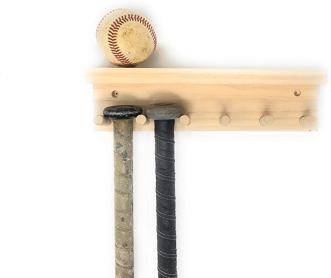 Baseball Bat Display Holder Rack Holds up to 5 Full Size Bats and 3