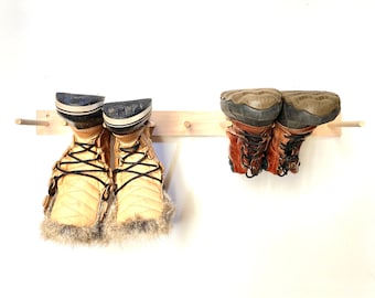 Shoe Boot Dryer Rack Holder Display 4 Pairs Wall Mount Solid Wood Made USA