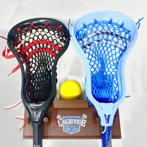 Lacrosse Stick Display Holder Decal Wood Brown 2 Sticks 1 Ball