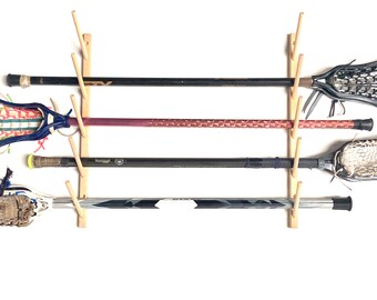 Sports Display Holder Utility Rack Baseball Bats Sticks 5 Pegs Wood Sports