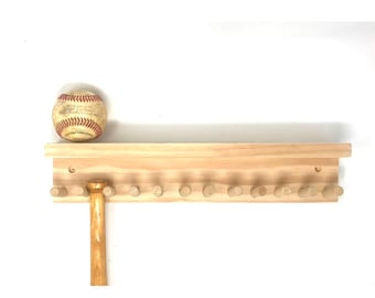 Award Metal Baseball Mini Bat Wood Rack Holds 4 Balls Display Trophy Shelf