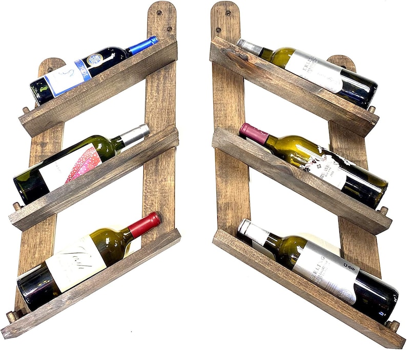 Distressed Wood Wine Rack Wall Hanging Decor Holds 36 Bottles Etsy