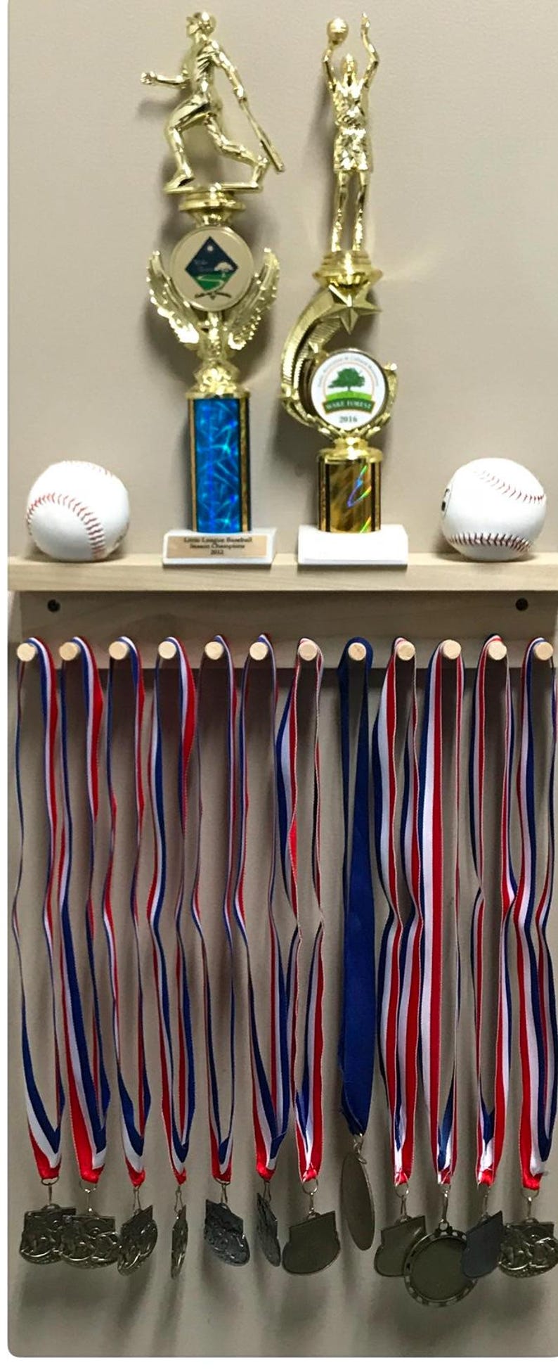 Thropys Rack Award Metal Baseball Mini Bat Wood Rack Holds 4 Balls Display Trophy ...