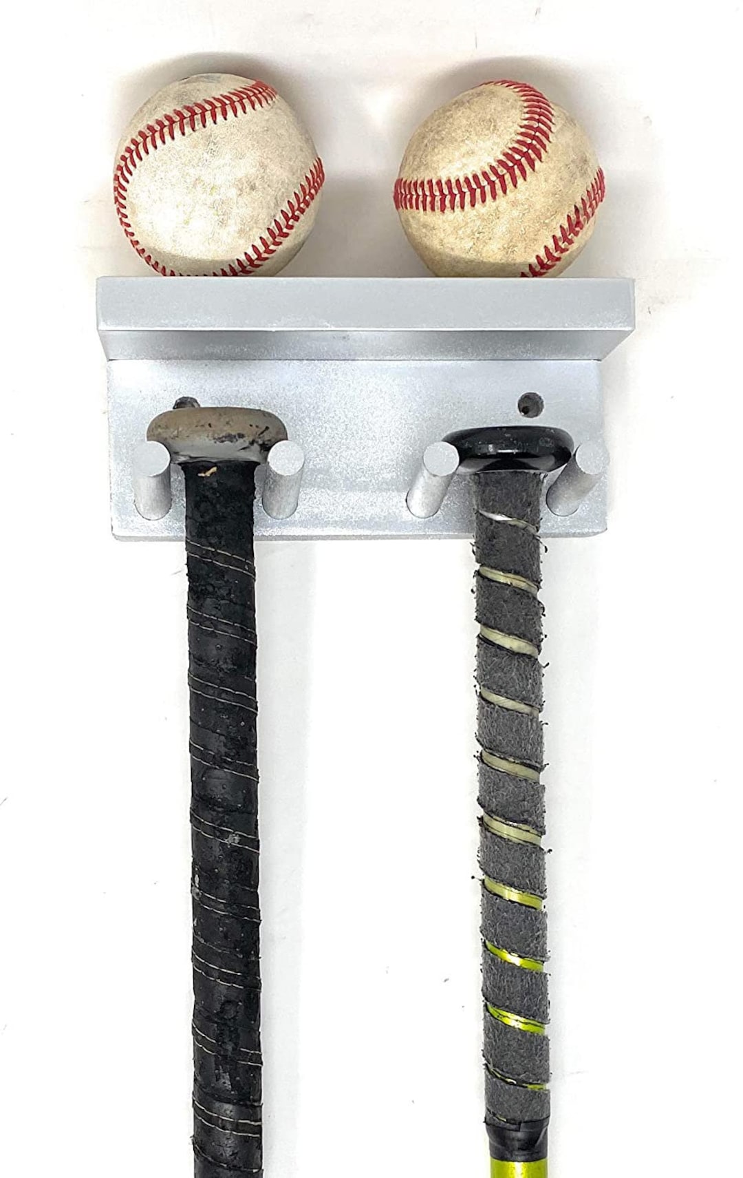 Baseball Bat Display Holder Rack Wood Silver 3 Full Size Etsy