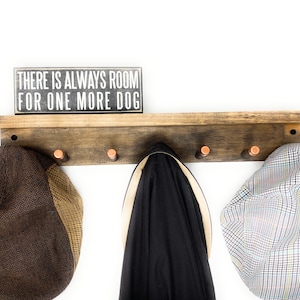 Reclaimed Wood Shelf with Hooks Coat Rack / Shelf Entryway Organizer Towel Rack Holds Key Copper Caps Wall Mounted  Catch All Leash Holder