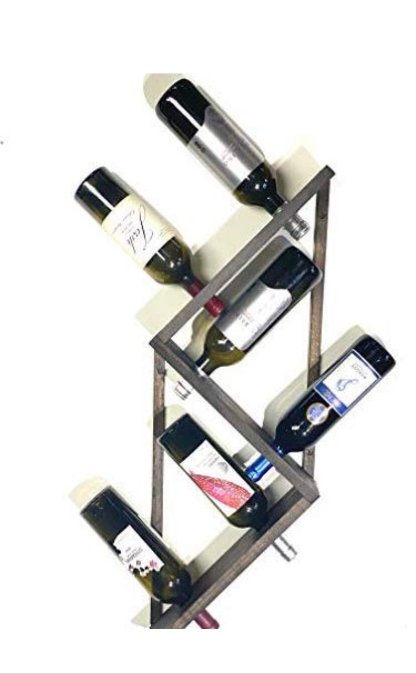 Distressed Wood 6 Bottle Wine Rack Wall Mount Decor - Etsy