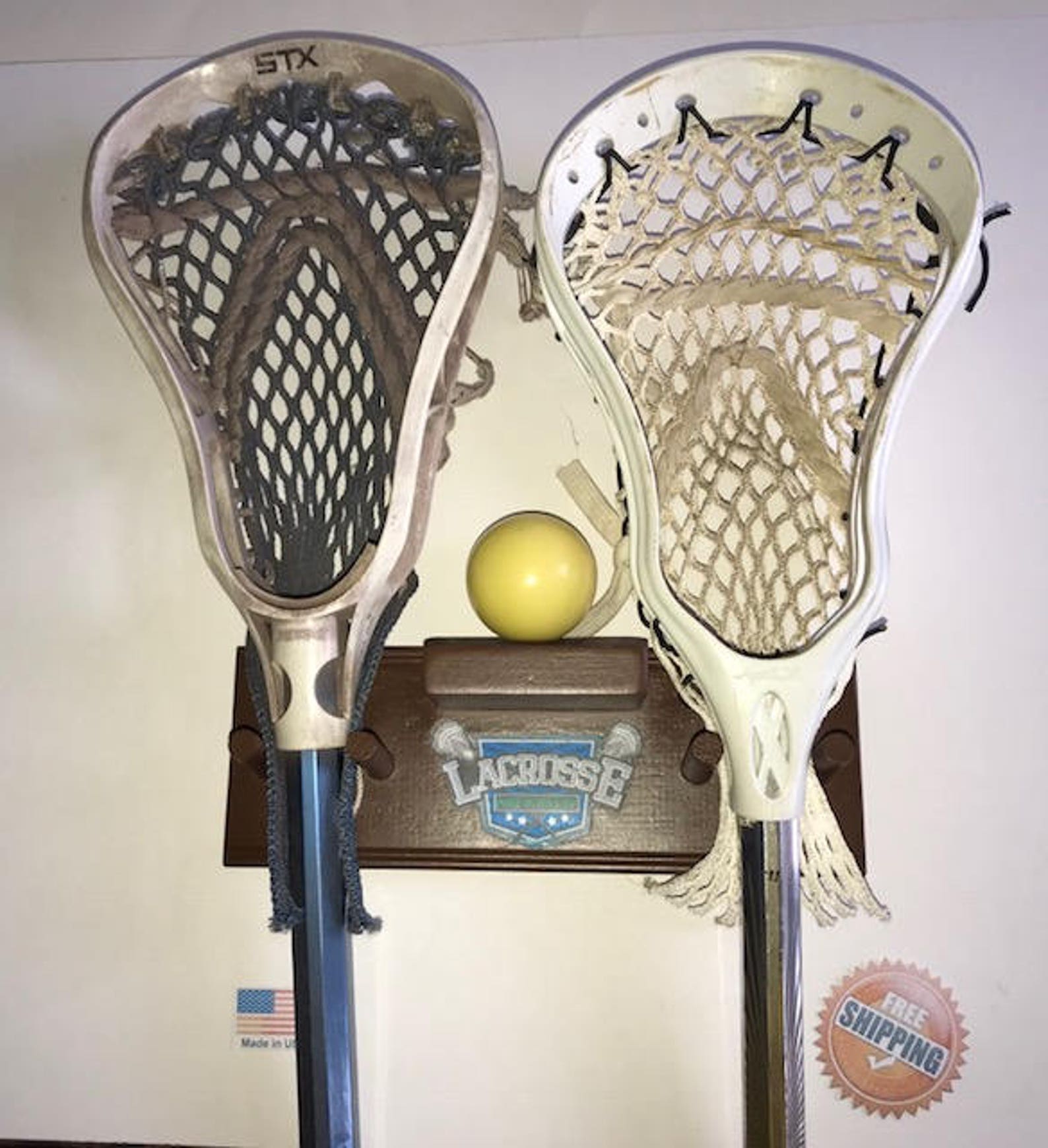 Lacrosse Stick Display Holder Decal Wood Brown 2 Sticks 1 Ball Etsy