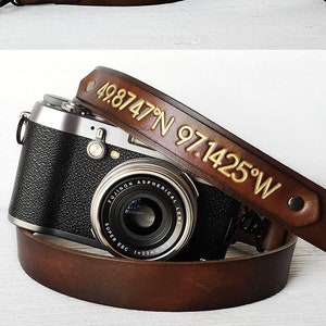 Personalized Gift for Him or Her Leather Camera Strap with Personalized Name Tech Accessories Gift, Photographer Gift, Tech Gift image 2