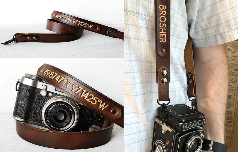 Personalized Gift for Him or Her Leather Camera Strap with Personalized Name Tech Accessories Gift, Photographer Gift, Tech Gift image 10
