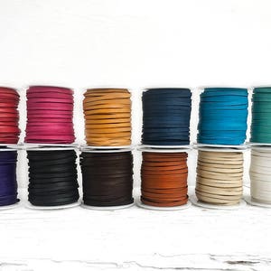 Flat Leather Cord Deerskin Lace 1/8&quot; SHIPS FREE!! Leather Supply Soft Thin Cord By the Yard 3 Feet x 3mm for Jewelry Necklaces Beads Tassels