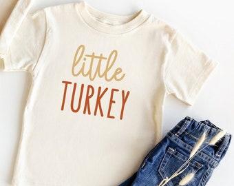 Maglietta per bambini con piccolo tacchino, completo per il Giorno del Ringraziamento, maglietta per la Festa del Tacchino, regalo autunnale per bambini