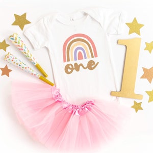 ONE Rainbow Baby First Birthday Outfit for Girl or Boy Boho Rainbow Themed Birthday Party