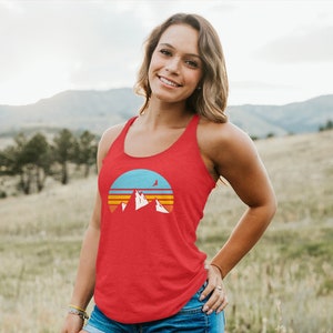 Rocky Mountain Tank Abstract Sunset, Summer Tank Top for Women Outdoor Lover Gift
