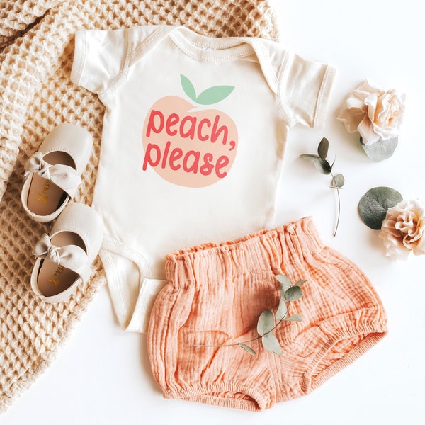 Peach Please Baby Outfit for Baby Girl Peach Themed Baby Shower Gift