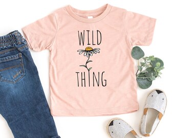 幼児用サマーシャツ、ワイルドシング デイジーフラワーグラフィックTシャツ、女の子にも男の子にも喜ばれるギフト