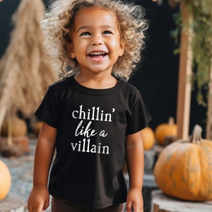 Chillin Like a Villain Kids Shirt, Toddler Halloween Shirt for Boy or Girl, Fall Kids Clothes Gender Neutral
