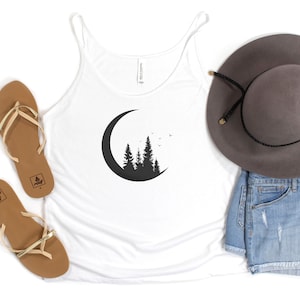 Crescent Moon Womens Tank, Boho Summer Tank Top for Nature Lovers