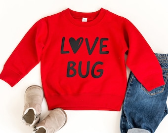Valentines Day Toddler Sweatshirt, Love Bug Long Sleeve Pullover Tee, Valentine Gift for Kids