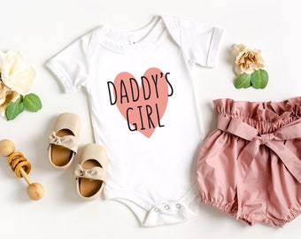 Baby Father's Day Outfit, Daddy's Girl Pink Heart Infant Graphic Bodysuit, Gift for New Dad