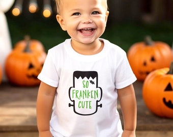 Maglietta di Halloween per bambini, maglietta di Frankenstein così carina, maglietta grafica per bambini, regalo di Halloween per bambino o bambina