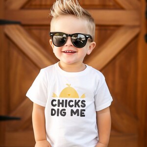 Toddler Spring Shirt, Chicks Dig Me Kids Graphic Tee, Funny Easter Gift for Boy