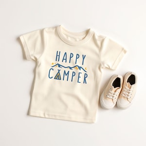 Toddler Summer Shirt, Happy Camper Graphic Tee, Camping Gift for Boy or Girl